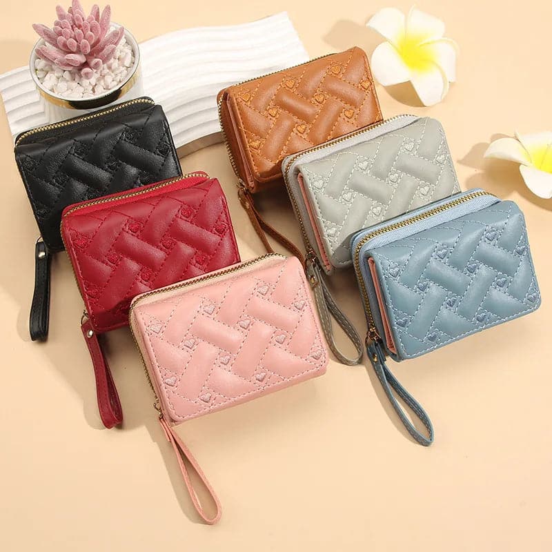 Women's Designer Embroidered Tri-Fold Coin & Card Wallet