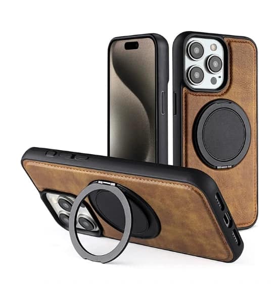 Shockproof PU Leather Case with Stand for iPhone