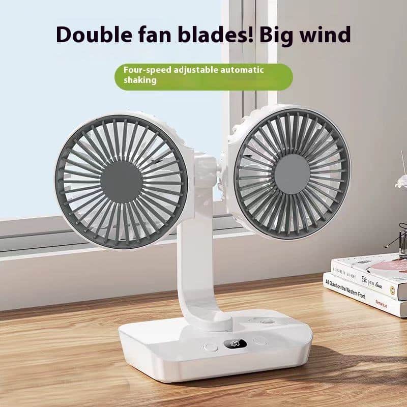 Portable Mini USB Rechargeable Fan – Dual-Head 360° Desktop & Handheld Fan for Car and Home - Image 6