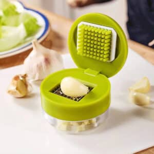 Stainless Steel Garlic Press & Chopper with Storage Container
