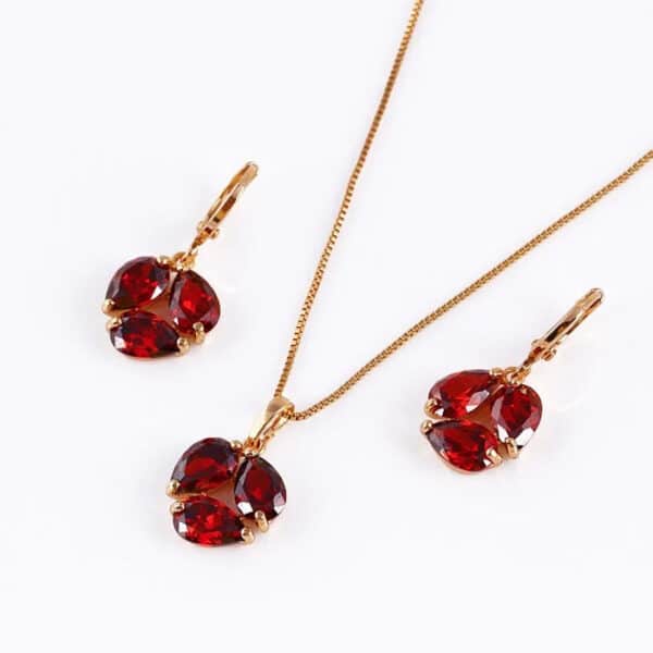 Xuping 18K Gold Glass Jewelry Set
