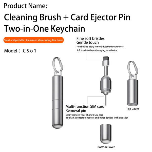 2 in 1 SIM Card Ejector Pin & Dust Cleaning Brush Keychain – Portable Mini Phone Accessories Tool - Image 6