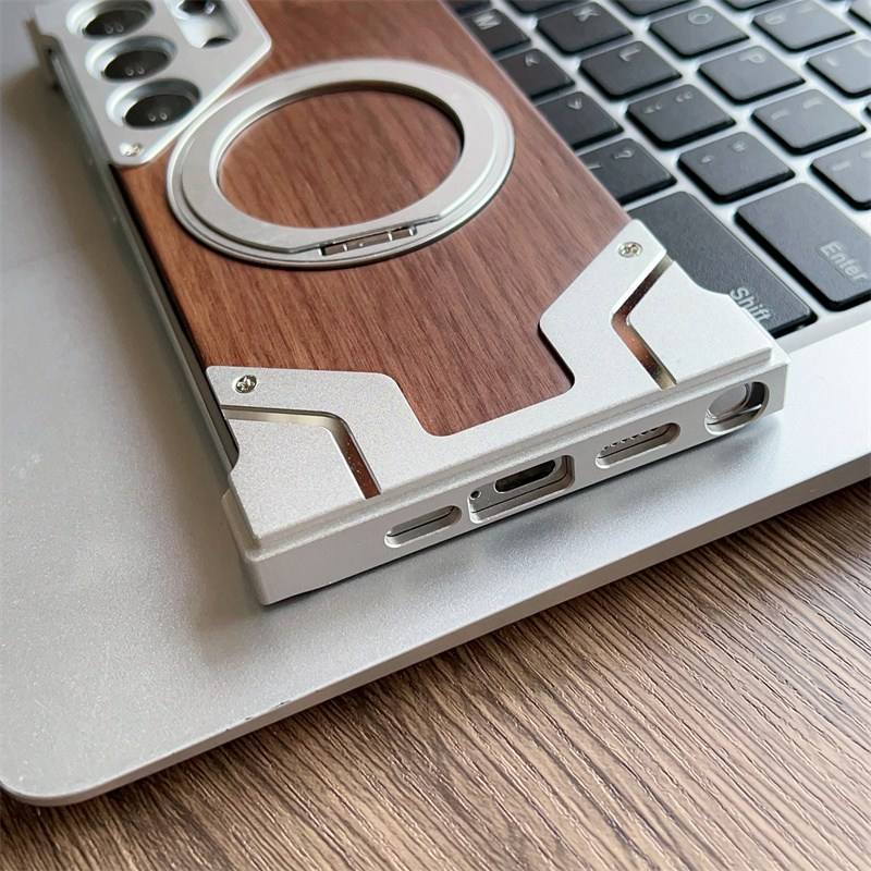Luxury Magnetic Aluminum Wood Case for Samsung Galaxy S25/S24/S23/S22 Ultra - Image 7