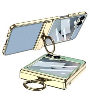 Samsung Galaxy Z Flip 5/6 Magnetic Leather Case with Ring Stand