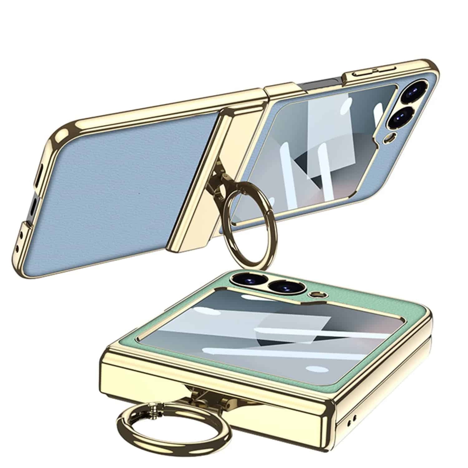 Samsung Galaxy Z Flip 5/6 Magnetic Leather Case with Ring Stand