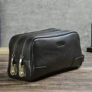 Men's Anti-Theft Leather Clutch with Double Zippers