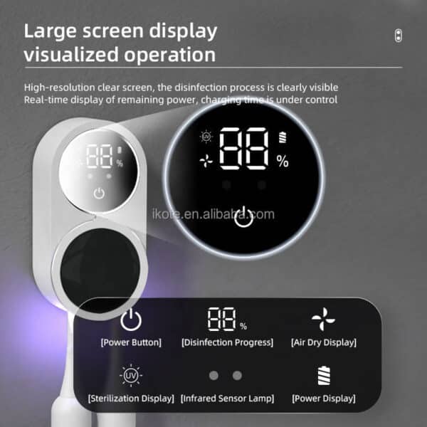 UV Light Toothbrush Sterilizer & Holder, Portable Rechargeable with Automatic Drying Fan - Image 8