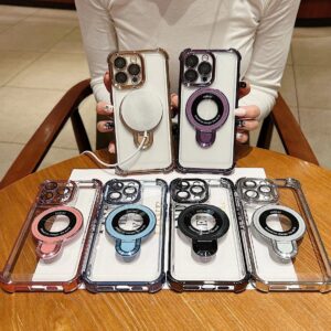 Shockproof Acrylic Phone Case with Metal Ring for iPhone