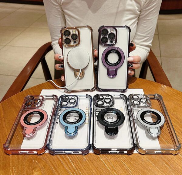 Shockproof Acrylic Phone Case with Metal Ring for iPhone
