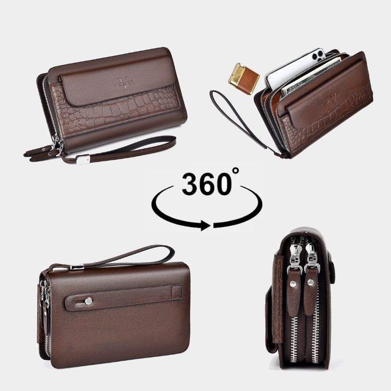 Men’s Minimalist PU Leather Wristlet Clutch Bag – Lightweight Business Handbag - Image 4