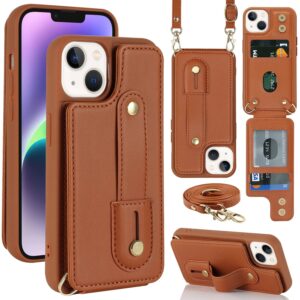 Manufacturer Leather Phone Bags Card Holder Wrist Strap Phone Cases for iPhone