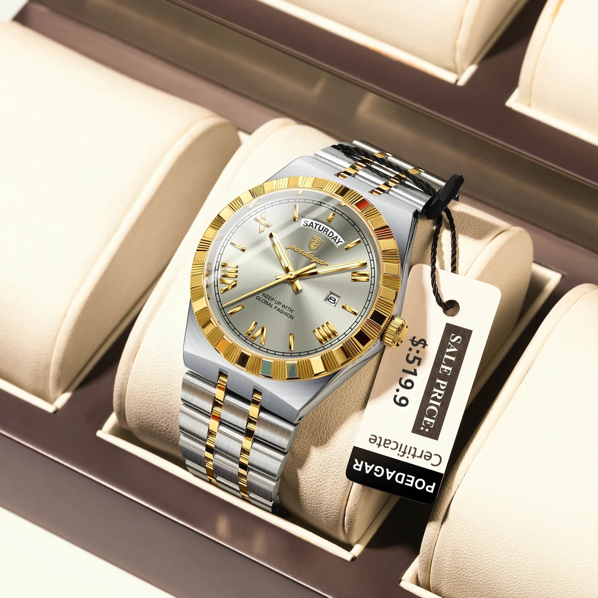 Poedagar 675 Men's Luxury Waterproof Quartz Watch Stainless Steel