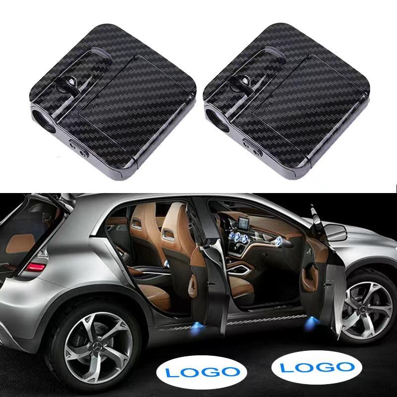 1 Pcs ABS Carbon Fiber Black Smart Car Door Welcome Light – HD Wireless Infrared Projection - Image 5