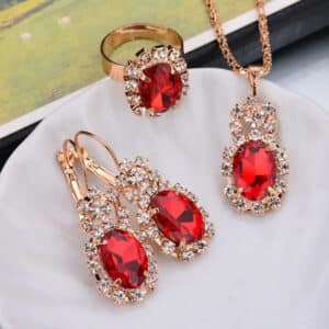 Oval Gem Claw Crystal Jewelry Set for Women
