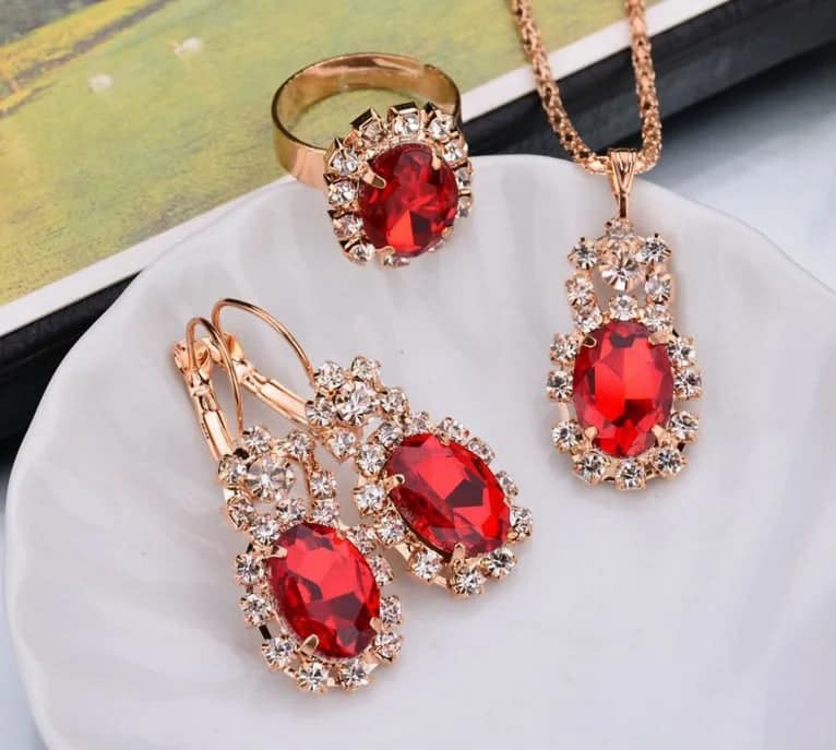 Oval Gem Claw Crystal Jewelry Set for Women