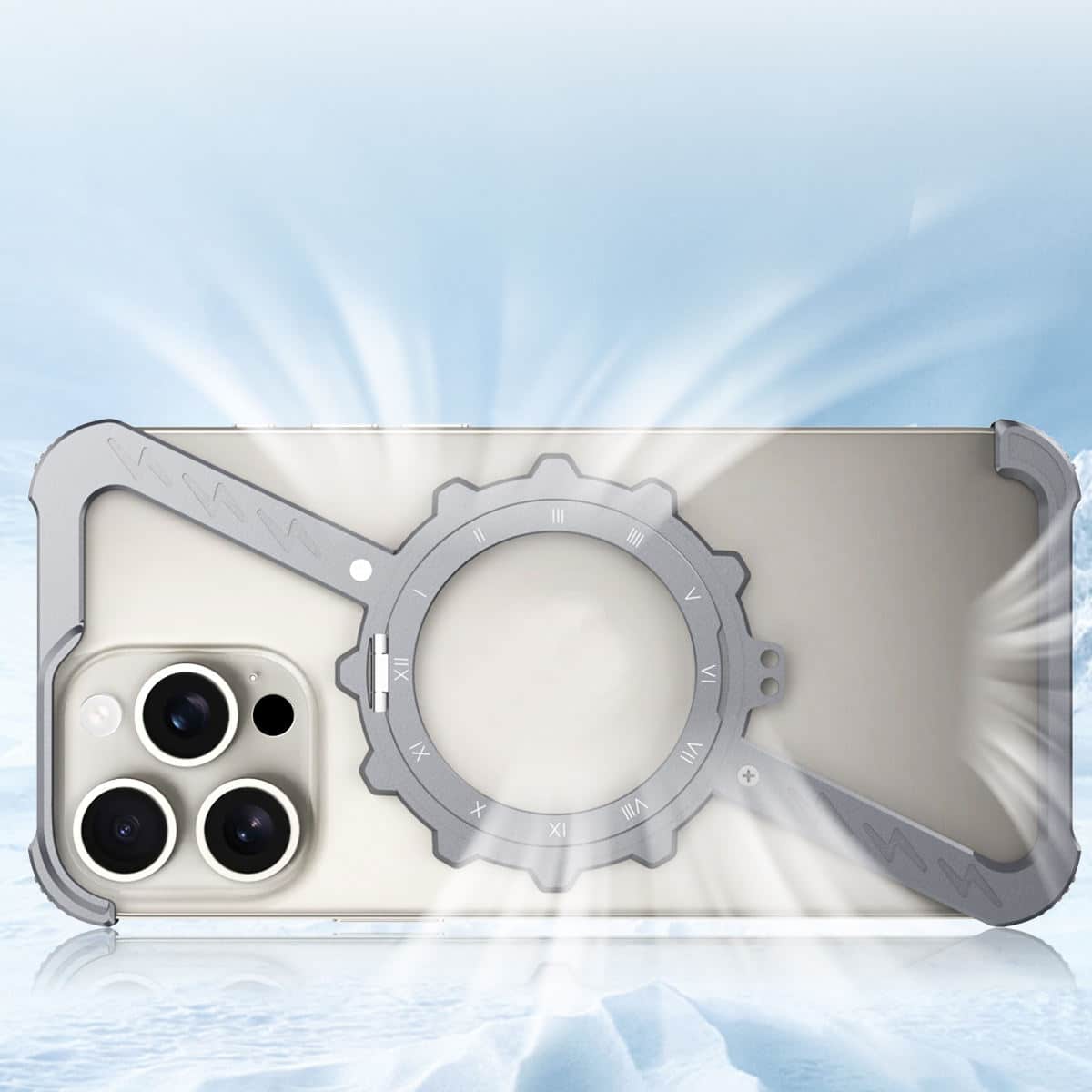 Z-Type Magnetic Aluminum Alloy Kickstand Case for iPhone – Wireless Charging Metal Phone Cover - Image 3