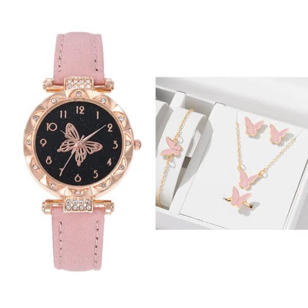 Women's Butterfly Quartz Watch with Lotus Shell