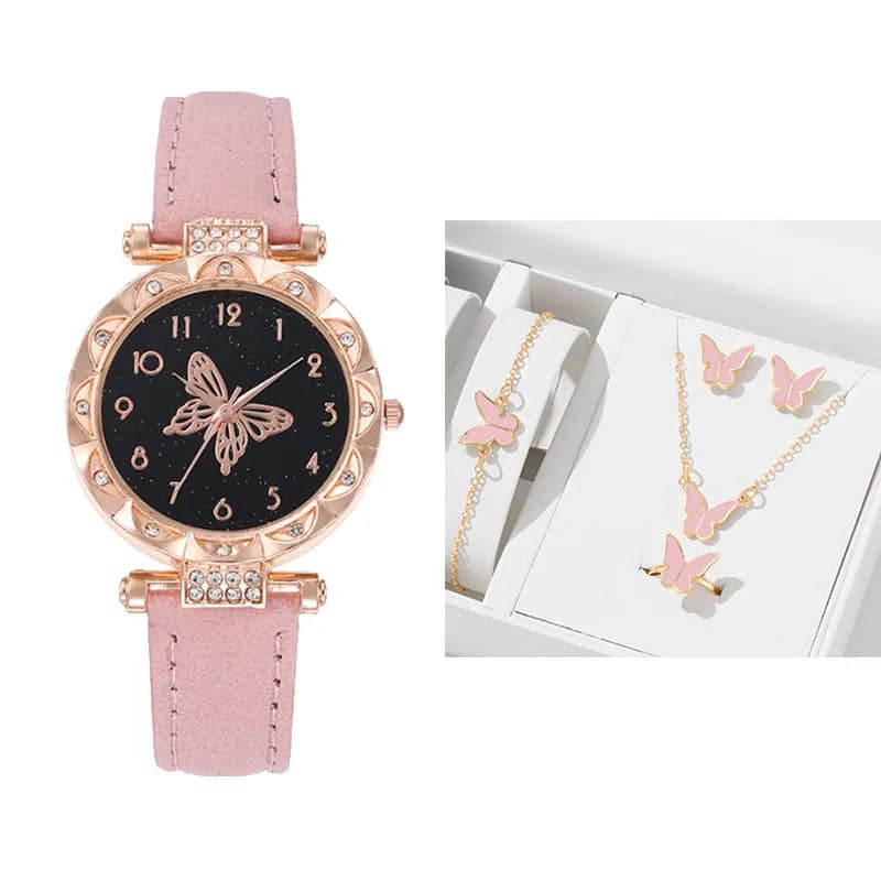 Women's Butterfly Quartz Watch with Lotus Shell