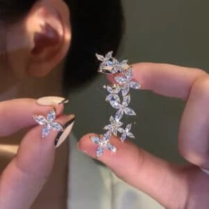 Silver Cuff Ear Wrap for Women - Sparkling Wedding Jewelry