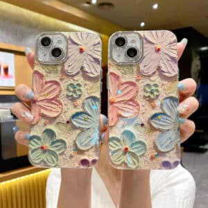 New Glitter Blue Light Gloss Colour Flower Design Lens Protective Case
