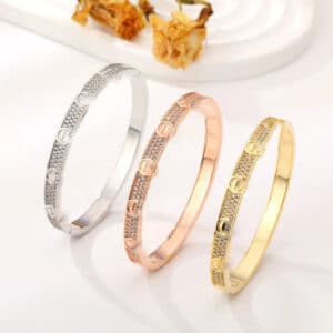 Tricolor Gold-Plated Friendship Bracelet & Ring Set for Girls