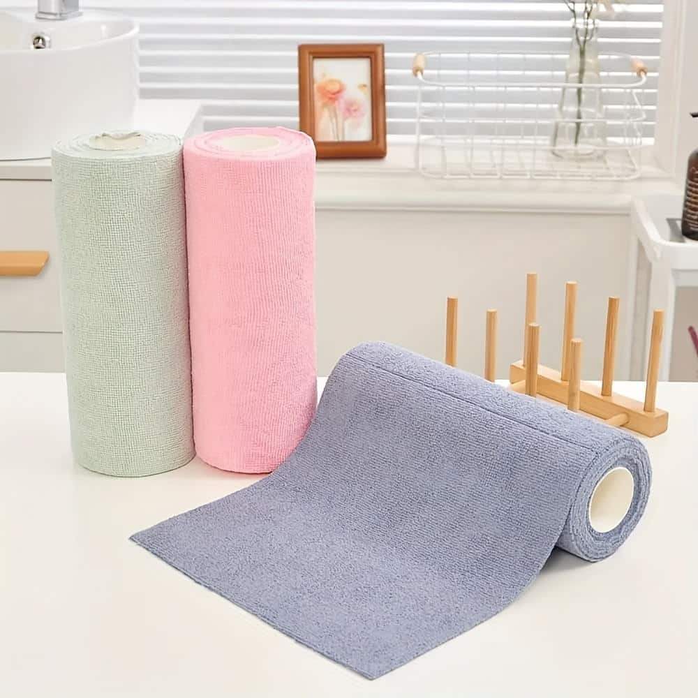 Washable Reusable Microfiber Towel Roll – 25×25cm Tear-Away Cleaning Cloth for Home & Car