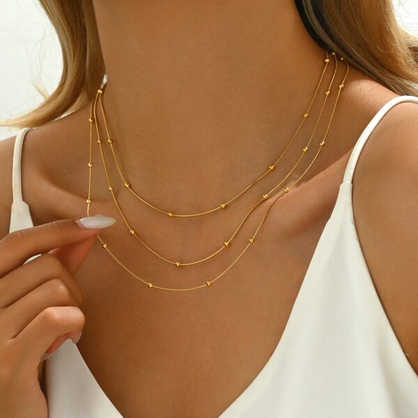 Layered Round Bead Chain Necklace for Women - Image 4