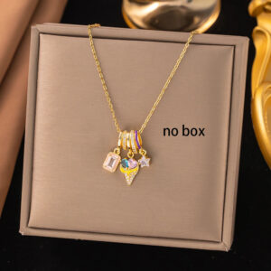 Girls' Trendy Collarbone Necklace with Colored Diamonds