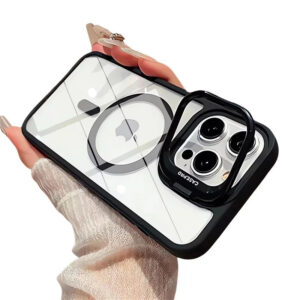 Luxury Clear Phone Case with Lens Holder for iPhone