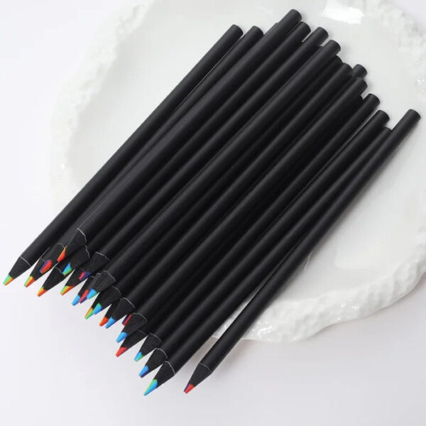 Black Wooden Rainbow Pencil Kit - 7 Colors for Kids - Image 3