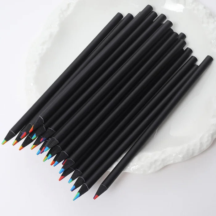 Black Wooden Rainbow Pencil Kit - 7 Colors for Kids - Image 3
