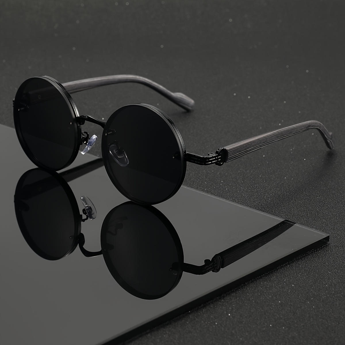 Children’s Retro Round Sunglasses – UV400 Punk Style with Wood Grain Frame, European & American Design - Image 2