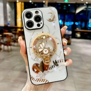 Luxury Diamond Flower Phone Case with Wireless Charging for iPhone