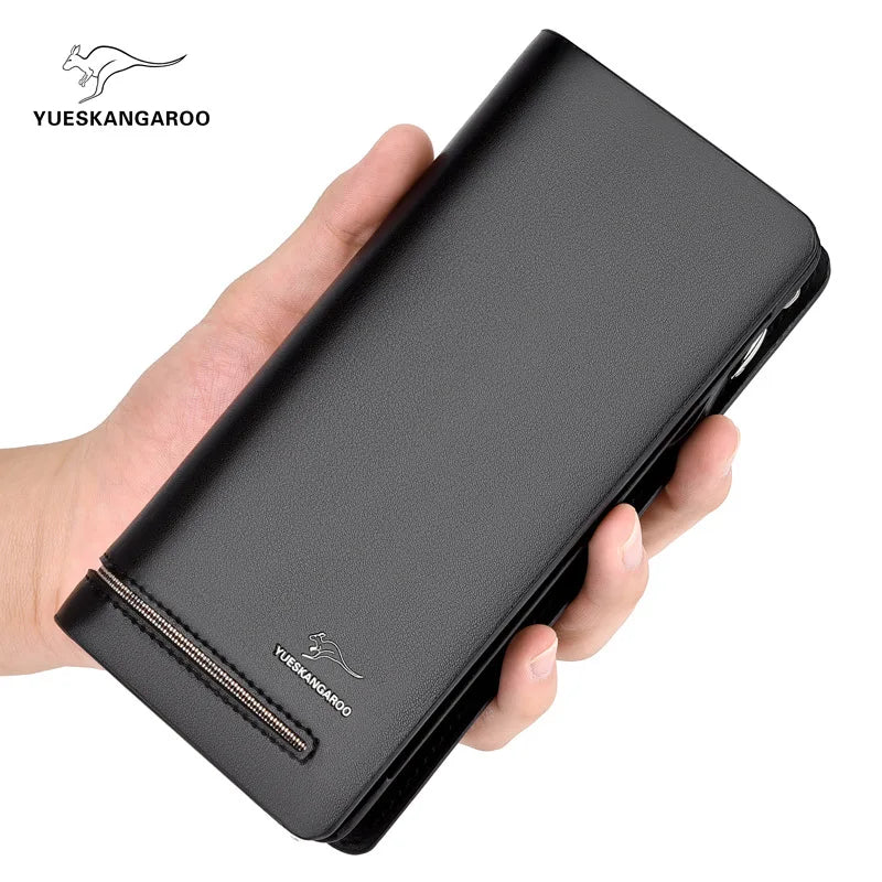 Men's RFID Clutch Wallet with Multi-Card Slots and Zipper