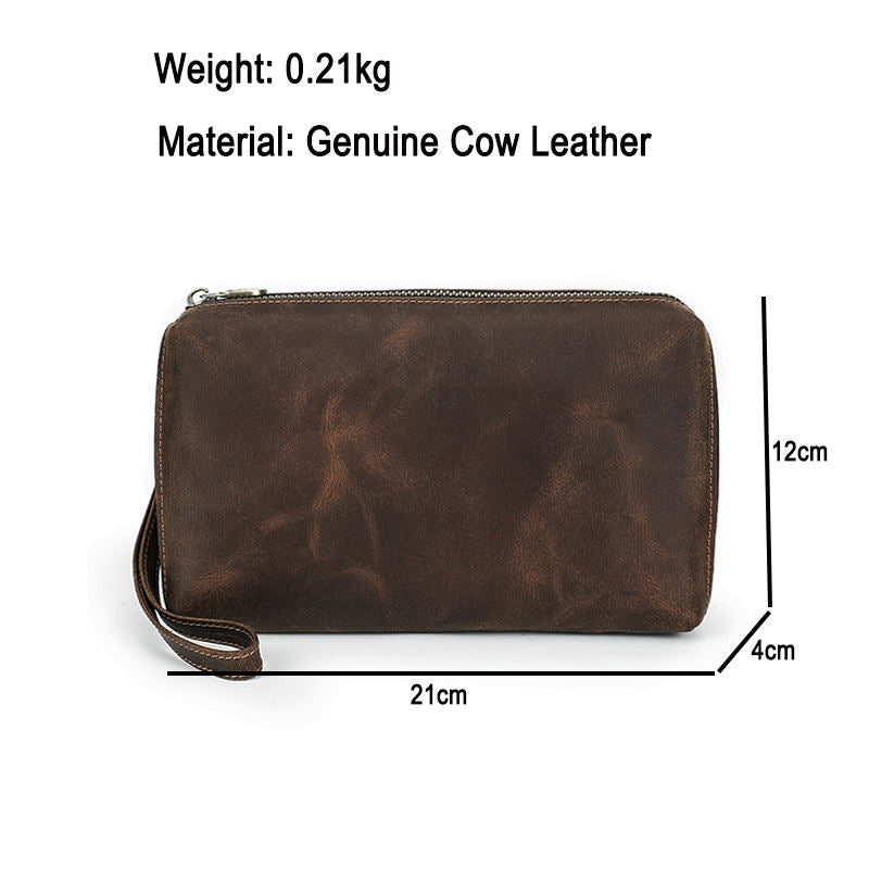 AndoBag Men’s Genuine Cow Leather Clutch Bag – RFID Blocking Long Wallet & Travel Wrist Purse - Image 3