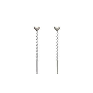 Sterling Silver Heart Threader Earrings for Girls