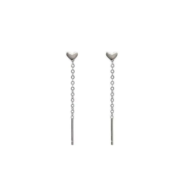 Sterling Silver Heart Threader Earrings for Girls