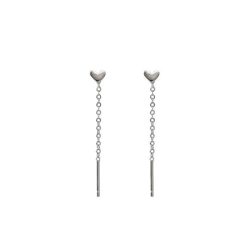 Sterling Silver Heart Threader Earrings for Girls