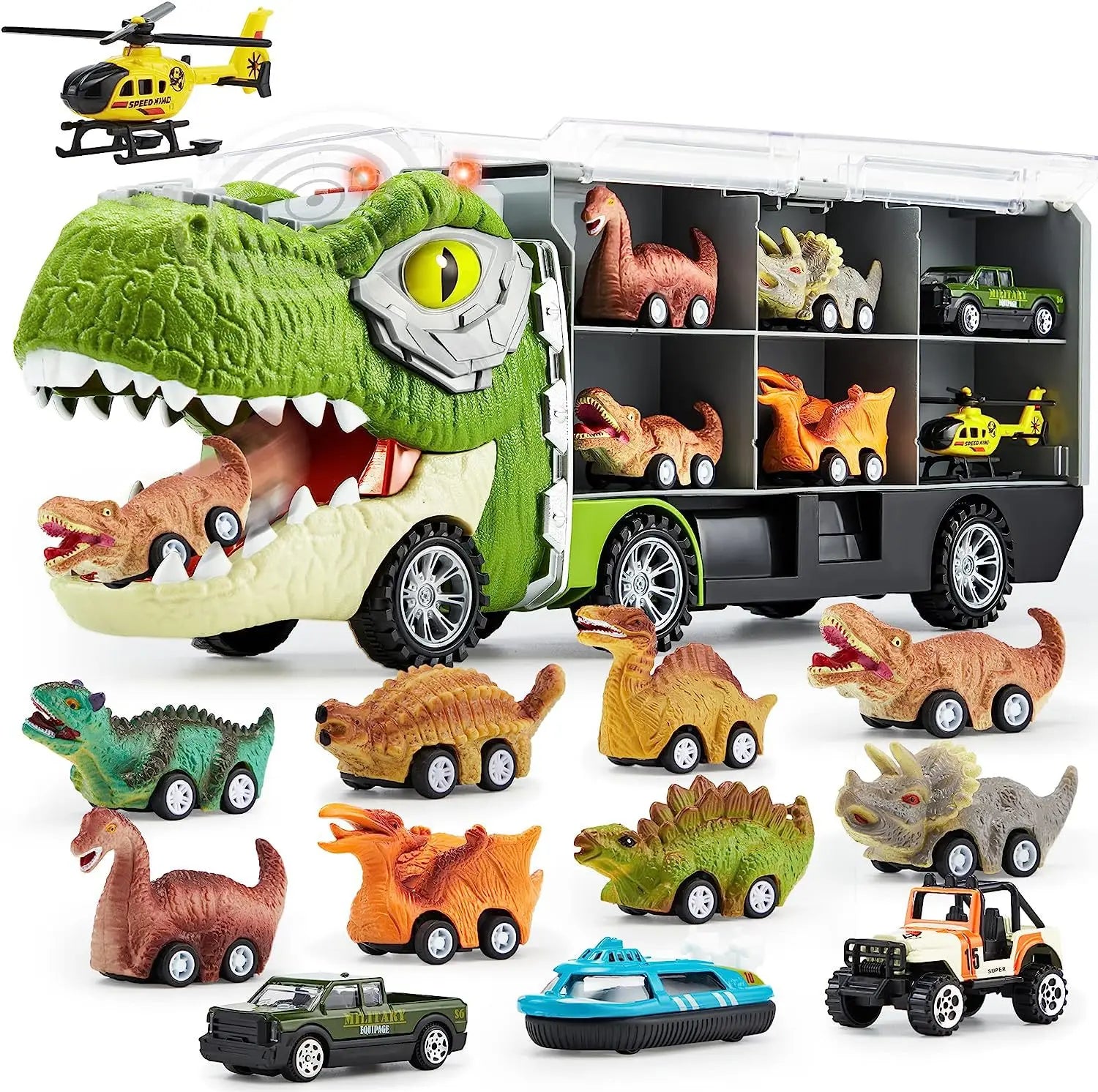 Dinosaur Pull-Back Car Toy with Lights & Sound for Kids