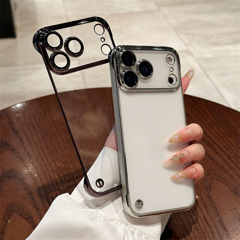 Factory Super Slim Crystal Clear Electroplating Frameless PC Phone Case for iPhone - Image 3