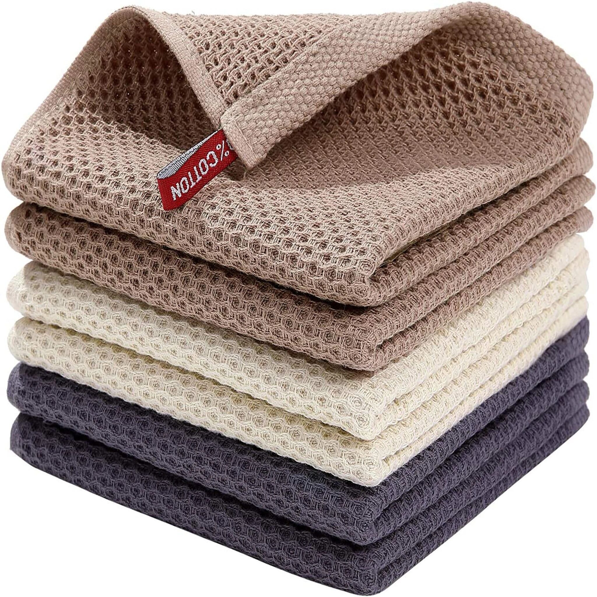 Quick-Dry Cotton Waffle Dish Towels for Kitchen Cleaning - Image 2