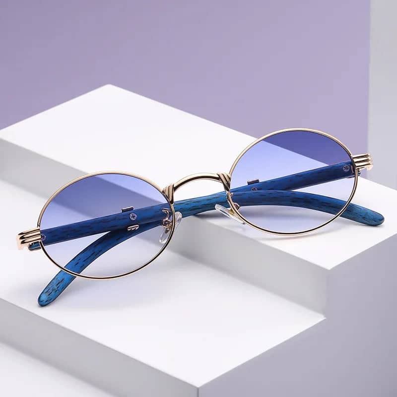 Retro Oval UV400 Sunglasses for Men & Women - Small Frame, Gold
