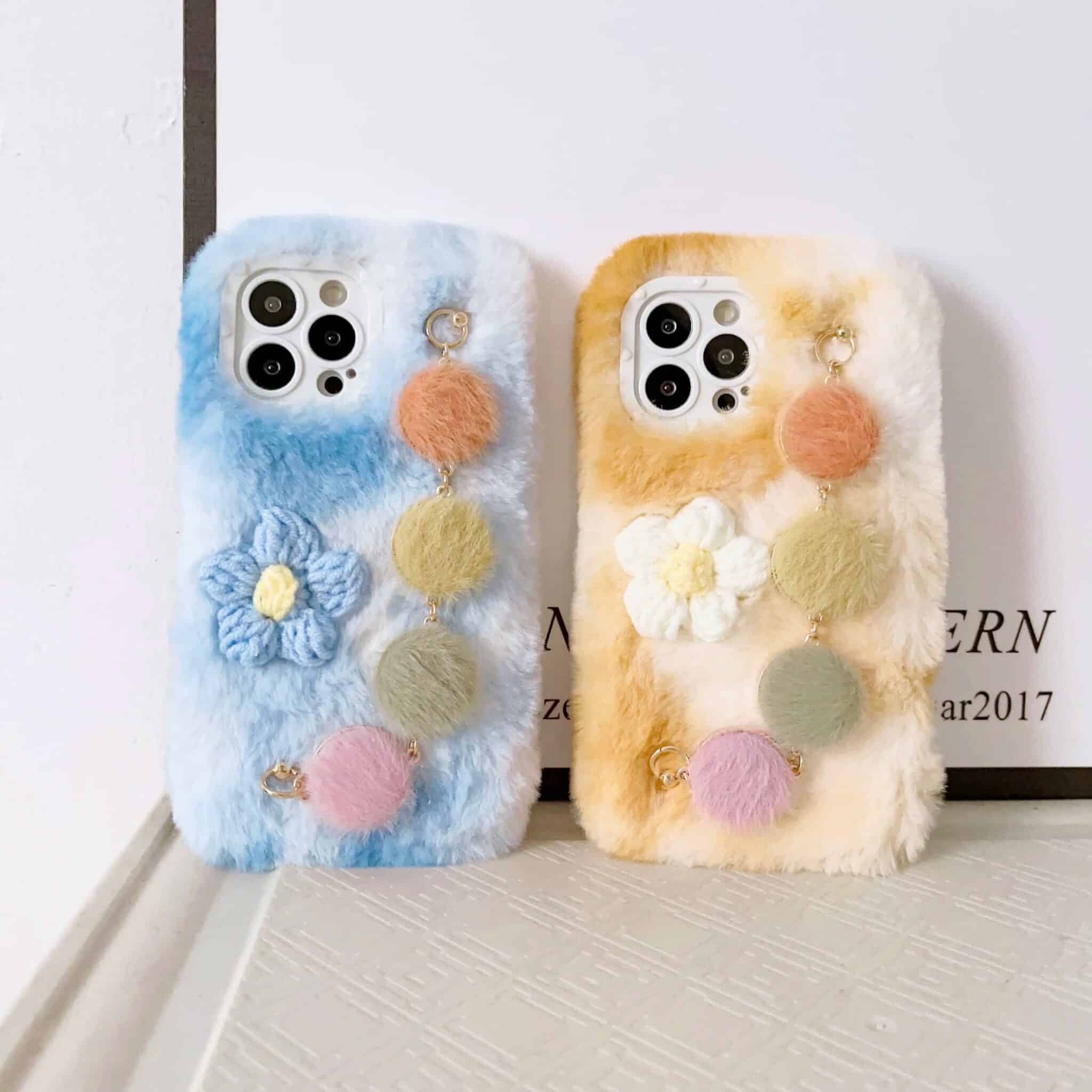 Plush Flower Strap Case for iPhone