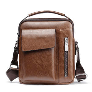 Business PU Leather Messenger Bag – Large Capacity Waterproof Crossbody Shoulder Bag for Men