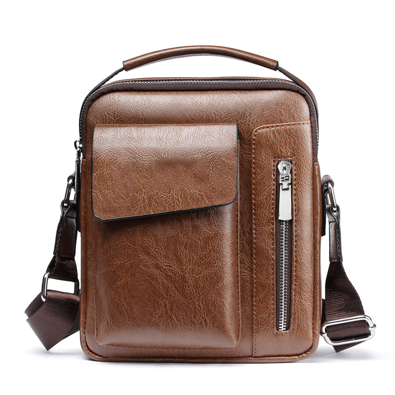 Business PU Leather Messenger Bag – Large Capacity Waterproof Crossbody Shoulder Bag for Men