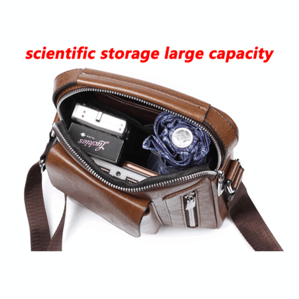 Business PU Leather Messenger Bag – Large Capacity Waterproof Crossbody Shoulder Bag for Men - Image 5
