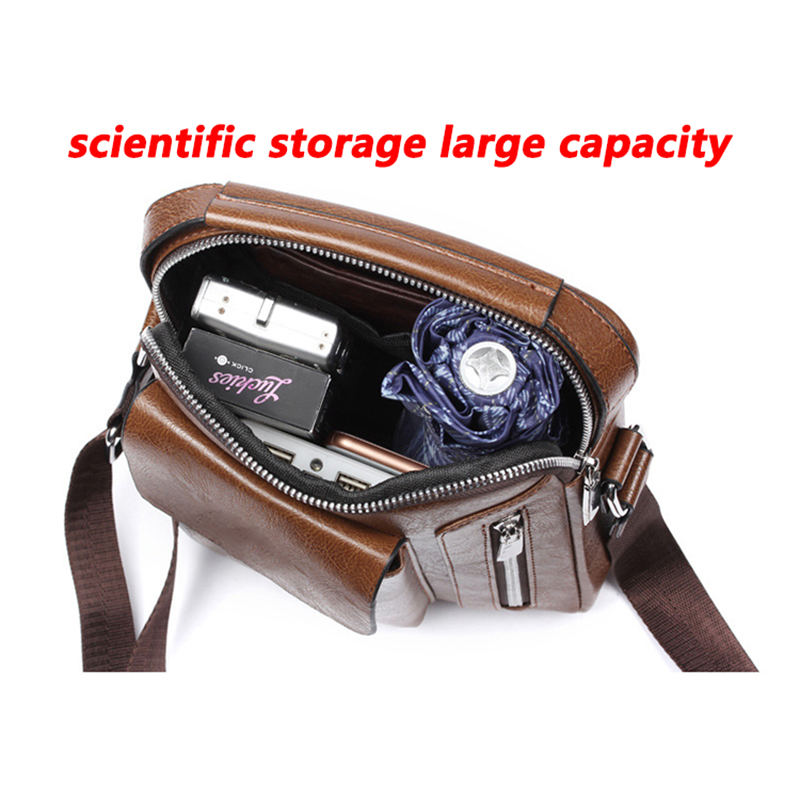Business PU Leather Messenger Bag – Large Capacity Waterproof Crossbody Shoulder Bag for Men - Image 5