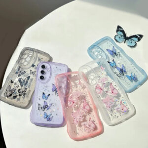 Glitter Stars Butterfly Clear TPU Case for Samsung Galaxy