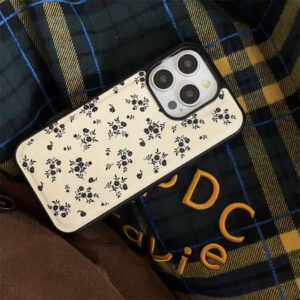 Black Floral PU Leather Phone Case for iPhone