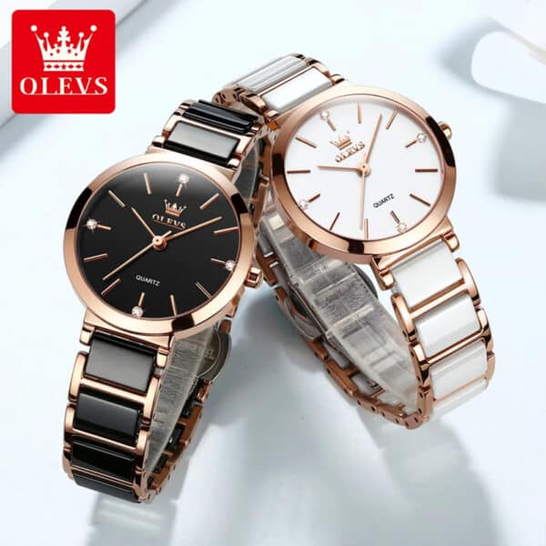 OLEVS Women's Luxury Ceramic Watch with Bracelet - Image 4